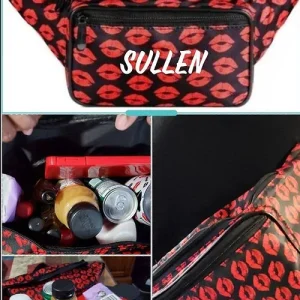 Red Lip Cross Body Fanny Pack With Name